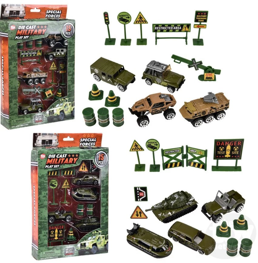 Diecast Play Set Military 15 Piece by Homeportonline