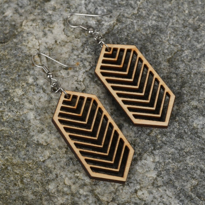 Earrings - Wooden Laser Cut - Better Wheel Workshops