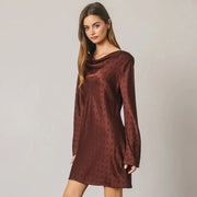 Dress Forum Polka Dot Draped Boatneck Mini Dress