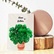 Happy Birthday Card Monstera Deliciosa Pot