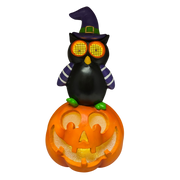 Owl On Pumpkin  With Moving Digital Eyes