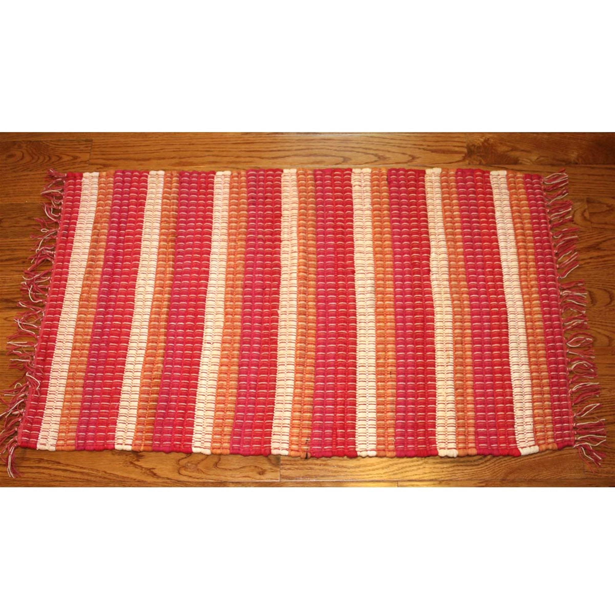 Rug Striped Nubby Red 3'x5' by Homeportonline
