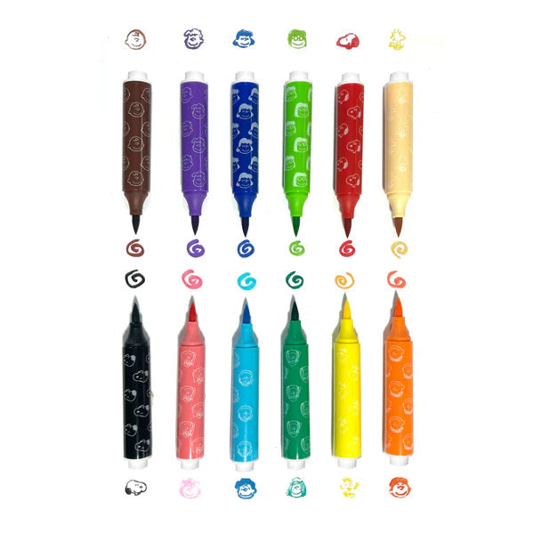 Ooly x Peanuts Double Ended Brush & Stamp Markers by Homeportonline