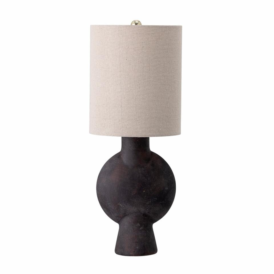 Lamp Terracotta Matte Black Base With Linen Shade 8" Round x 21.5"H by Homeportonline