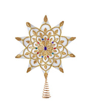 White and Gold Jeweled Star Treetop - 16 Inch