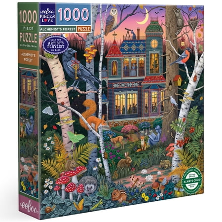 eeBoo Piece & Love: Alchemist’s Forest - 1000 Piece Puzzle – 23  Square Adult Jigsaw  Magical Woodland House Scene  Glossy & Dustless  Eco-Friendly