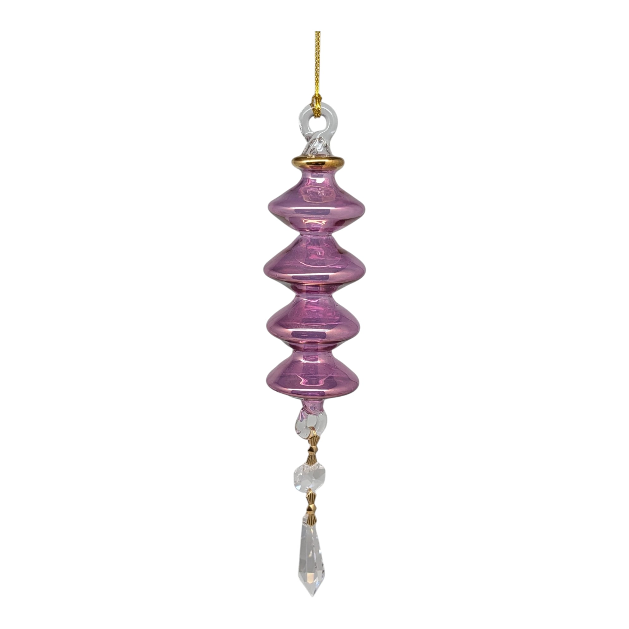 Amethyst Pagoda with Gold-Trimmed Crystal Drop