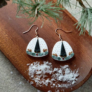 Whimsical Holly Christmas Tree Dangle Earring