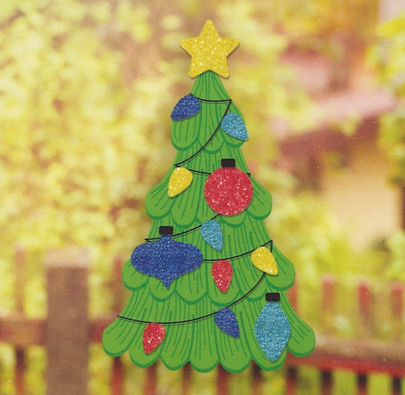 Paper Images Christmas Tree Peel-and-Stick Window Cling – Decorate Your Own Holiday Tree