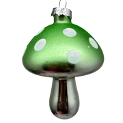 Green  Glow-In-The-Dark Glass Mushroom Ornament