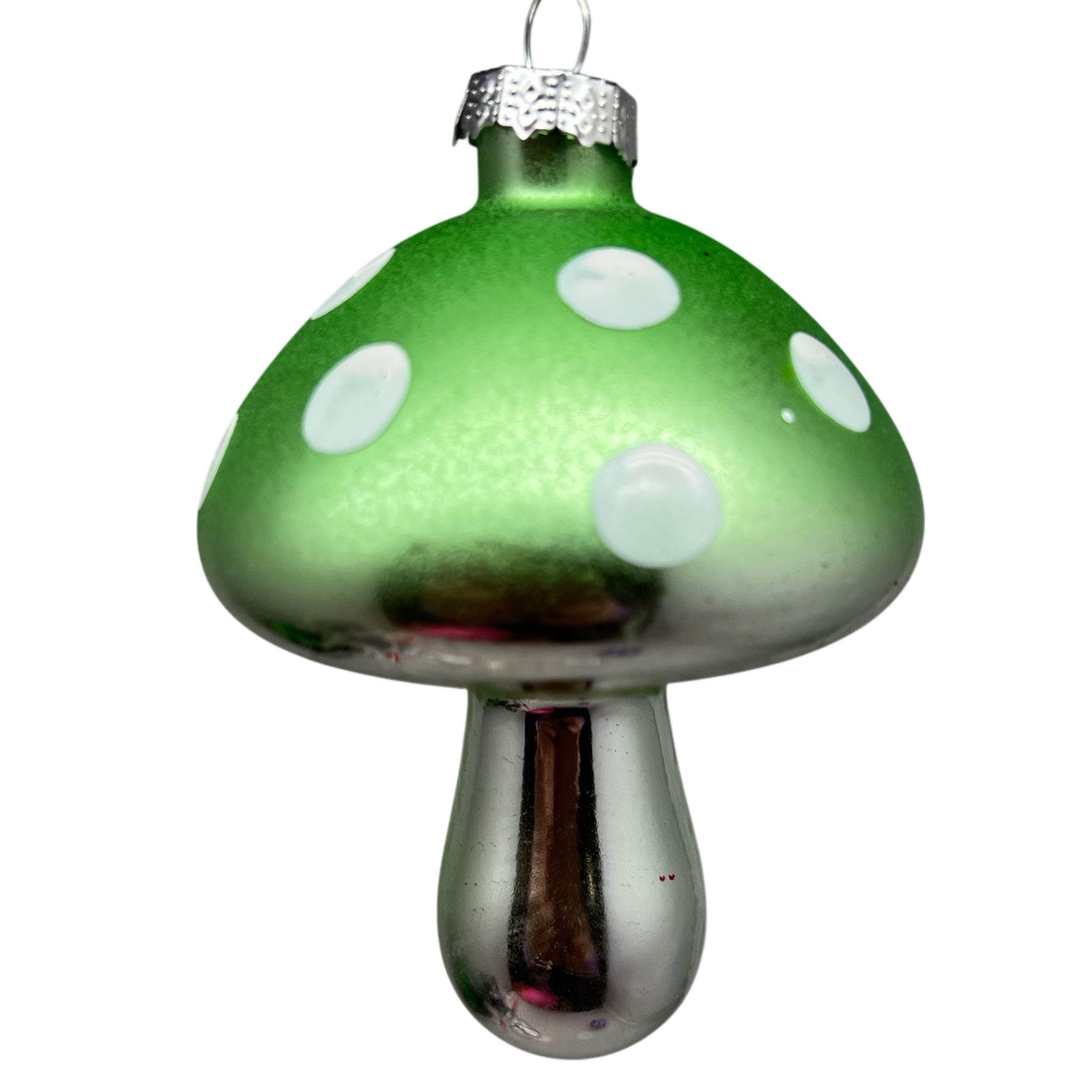 Green  Glow-In-The-Dark Glass Mushroom Ornament