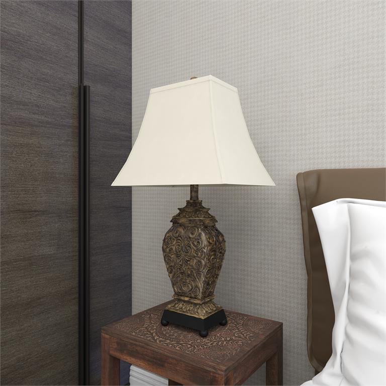 Black Polystone Rustic Table Lamp by Homeportonline