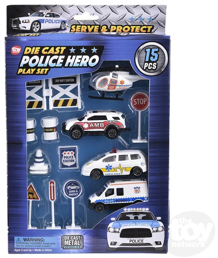 Diecast Play Set Police 15 Piece by Homeportonline