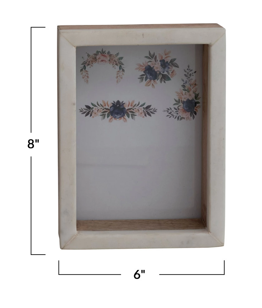 Frame Shadow Box Marble & Mango Wood Holds 5"x 7" by Homeportonline