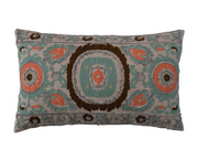Pillow Lumbar Slub Embroidered Cotton Multicolored 24" x 16" by Homeportonline