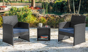 Patio Furniture Wicker Conversation Set Three Pieces by Homeportonline