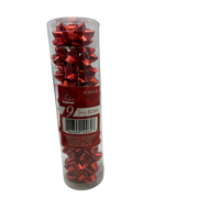 9 Tiny Metallic Bows In A Tube - Red Metallic