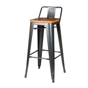 Metropolis Wood Seat Low Back Bar Stool 30in Gunmetal by Homeportonline