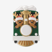 Reindeer Family of 2 On Train Ornament