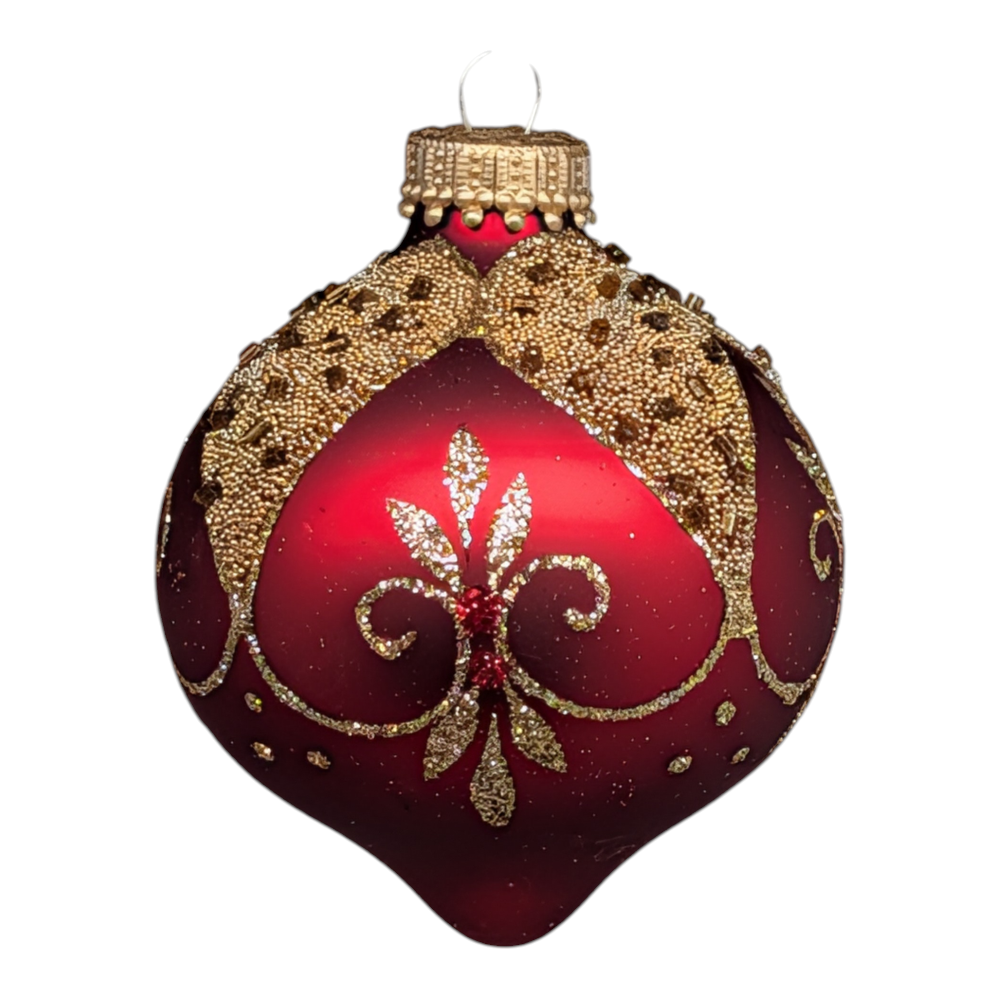 Krebs Value Glass Ornament 4 pack - Red with Gold Leaves