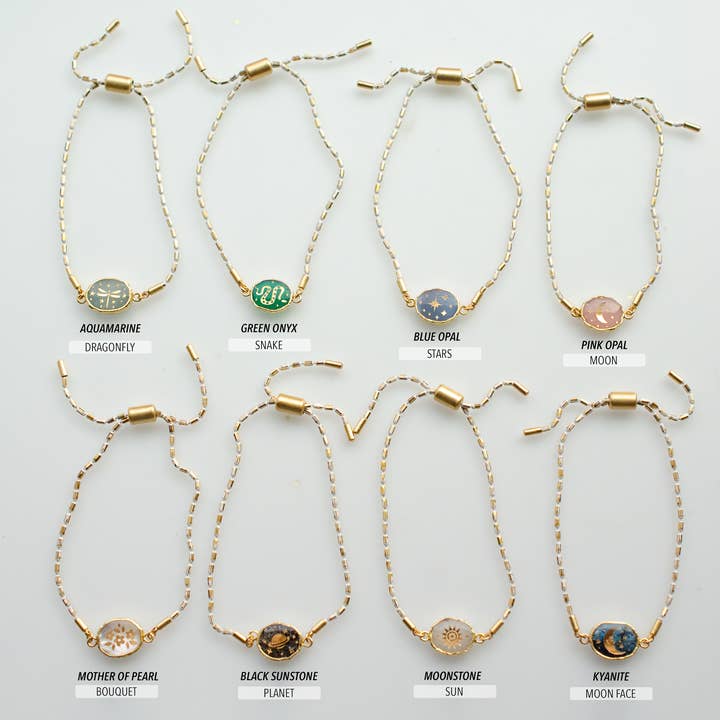 Gemstone Pull Tie Bracelet