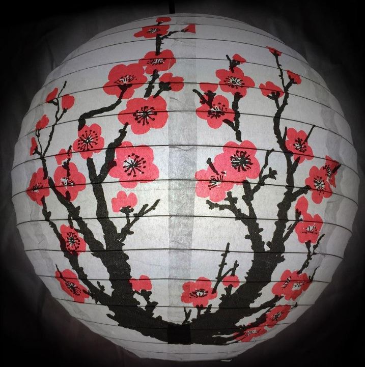 Paper Lantern 14in Patterned Japanese Plum Tree by Homeportonline