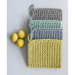 Potholder - Square Cotton Crocheted - Yellow, Blue, Aquamarine, Grey by Homeportonline