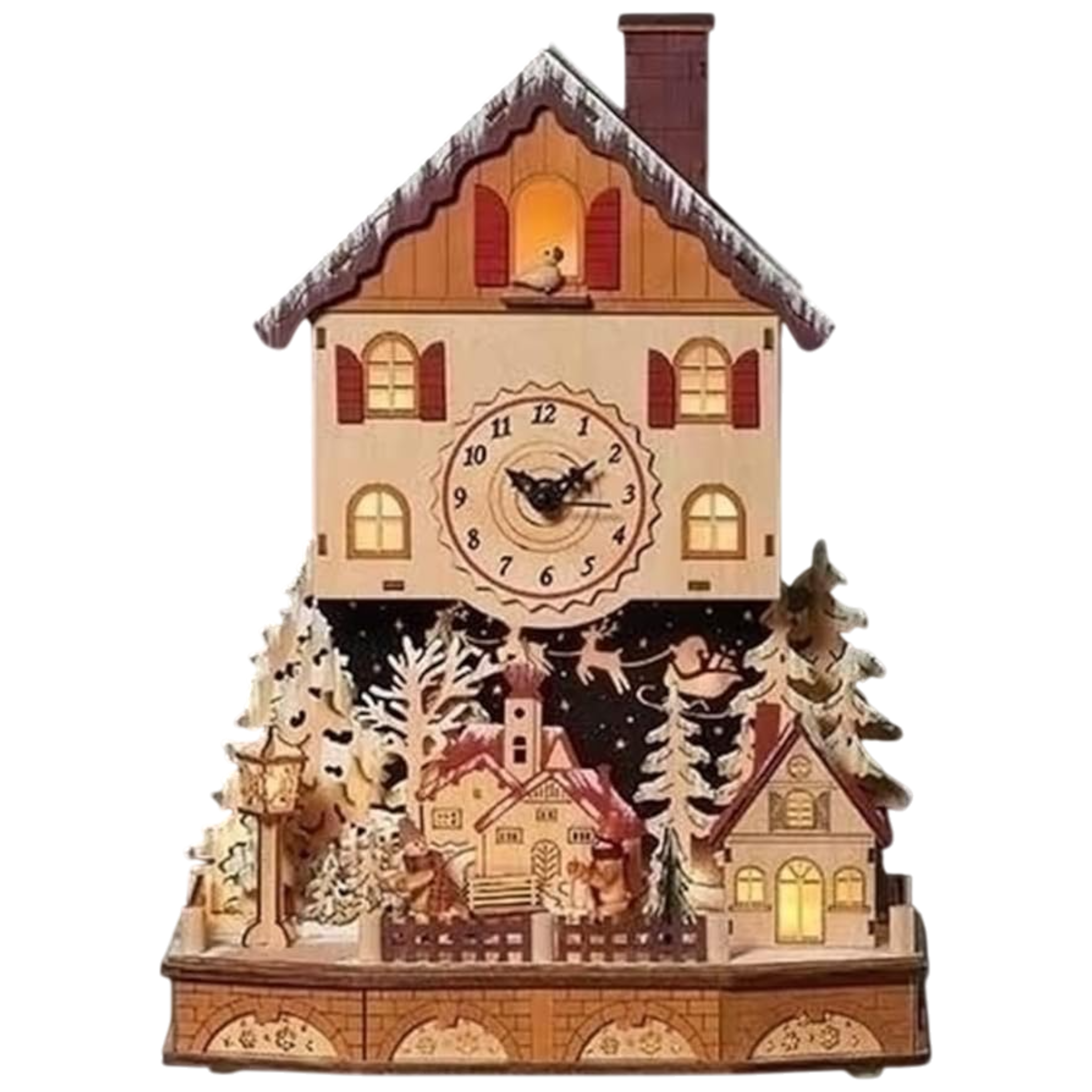 Wood Works Lighted Alpine Table Clock