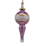 Lattice Glass Ornaments With Gold Accents - Pink Ball with Finial