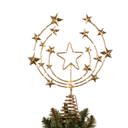 Gold Star Tree Topper with Warm White Lights