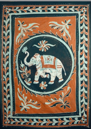 Tapestry Full Size White Elephant Batik Orange/green by Homeportonline
