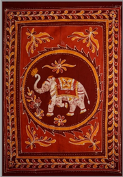 Tapestry Single Size White Elephant Batik Red/orange by Homeportonline
