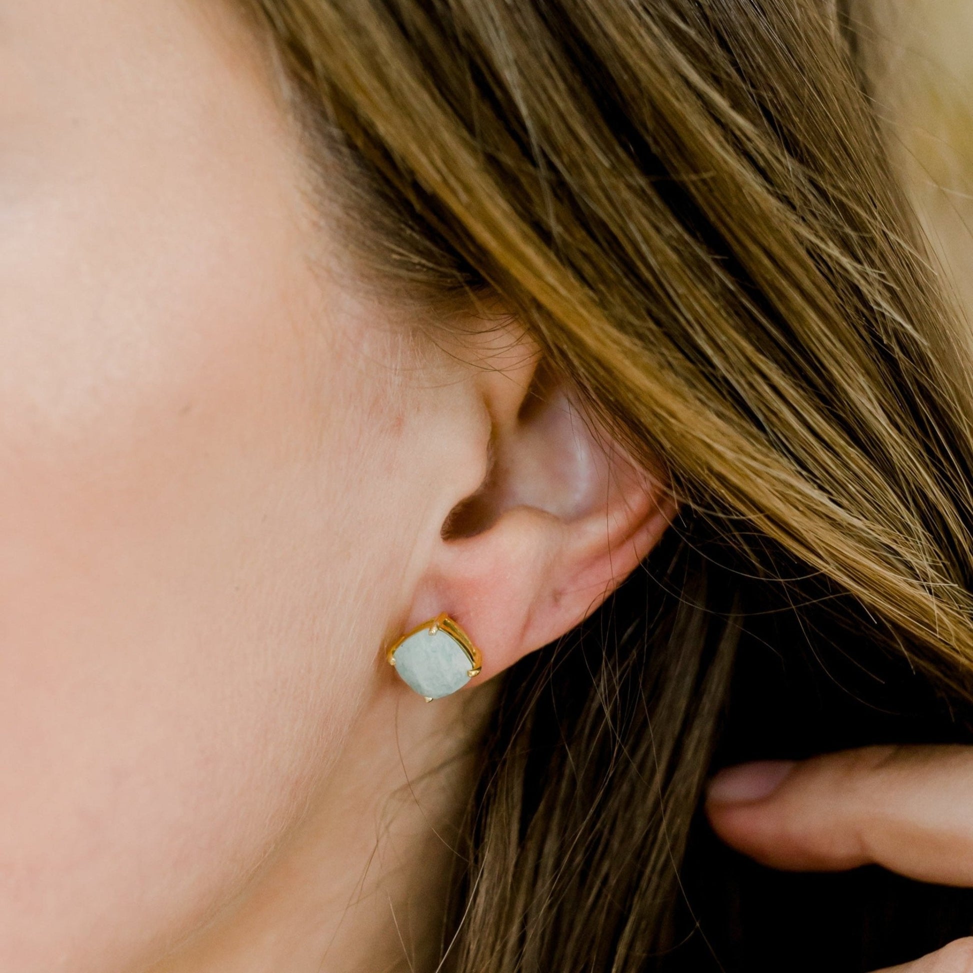 Emmy Studs | Aqua Chalcedony by elliparr