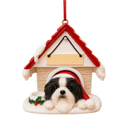Ceramic Doghouse Ornament - Shih-Tzu Black