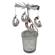 Starry Sky Rotating Candle Holder - Silver with Celestial Dangles