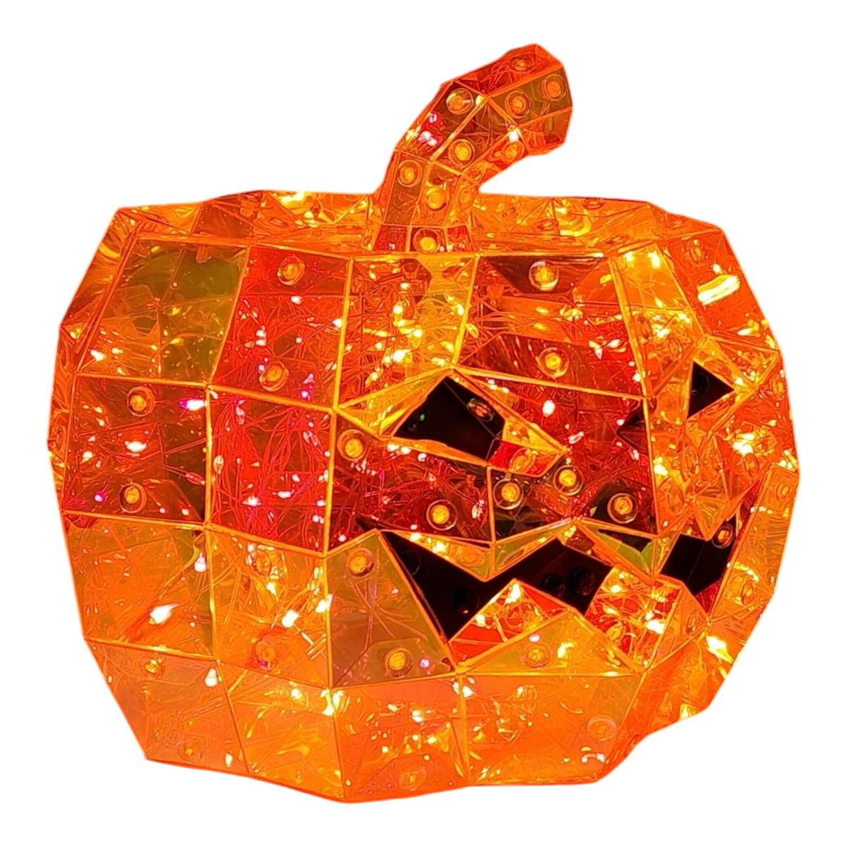 100-Light Orange Micro LED Holographic Jack-O-Lantern