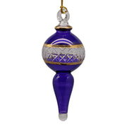 Lattice Glass Ornaments With Gold Accents - Purple Ball with Finial