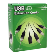6 Port USB Extension Cord with 2 Amp Power Plug - Black