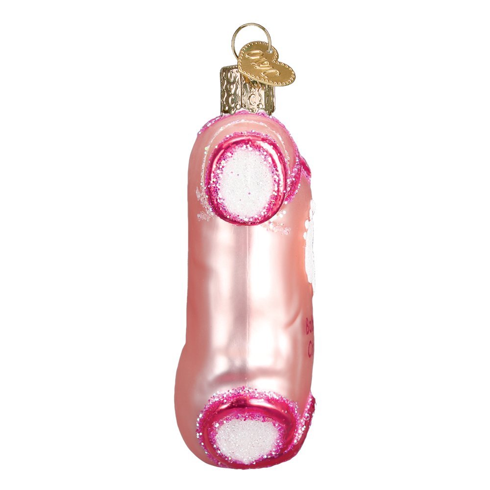 Babys First Christmas Pink Onesie Glass Ornament