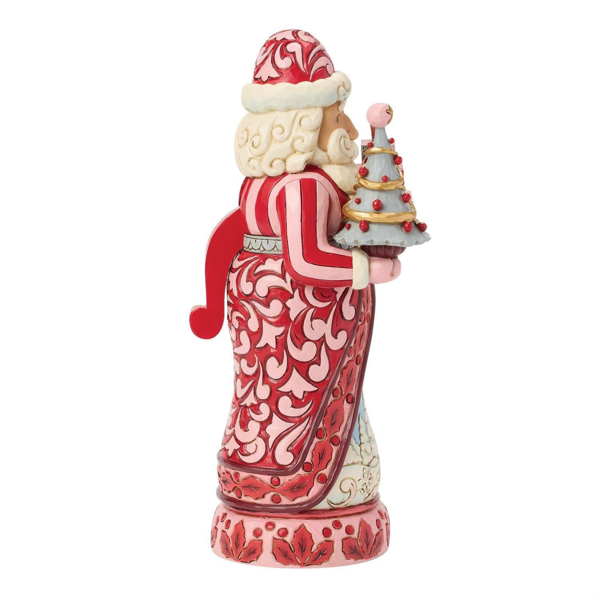 Nutcracker Santa Figurine With Tree Red And Pink