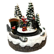 7.5"H B/O Lighted Musical Village with Moving Train, With Santa (ETL Adaptor Included)