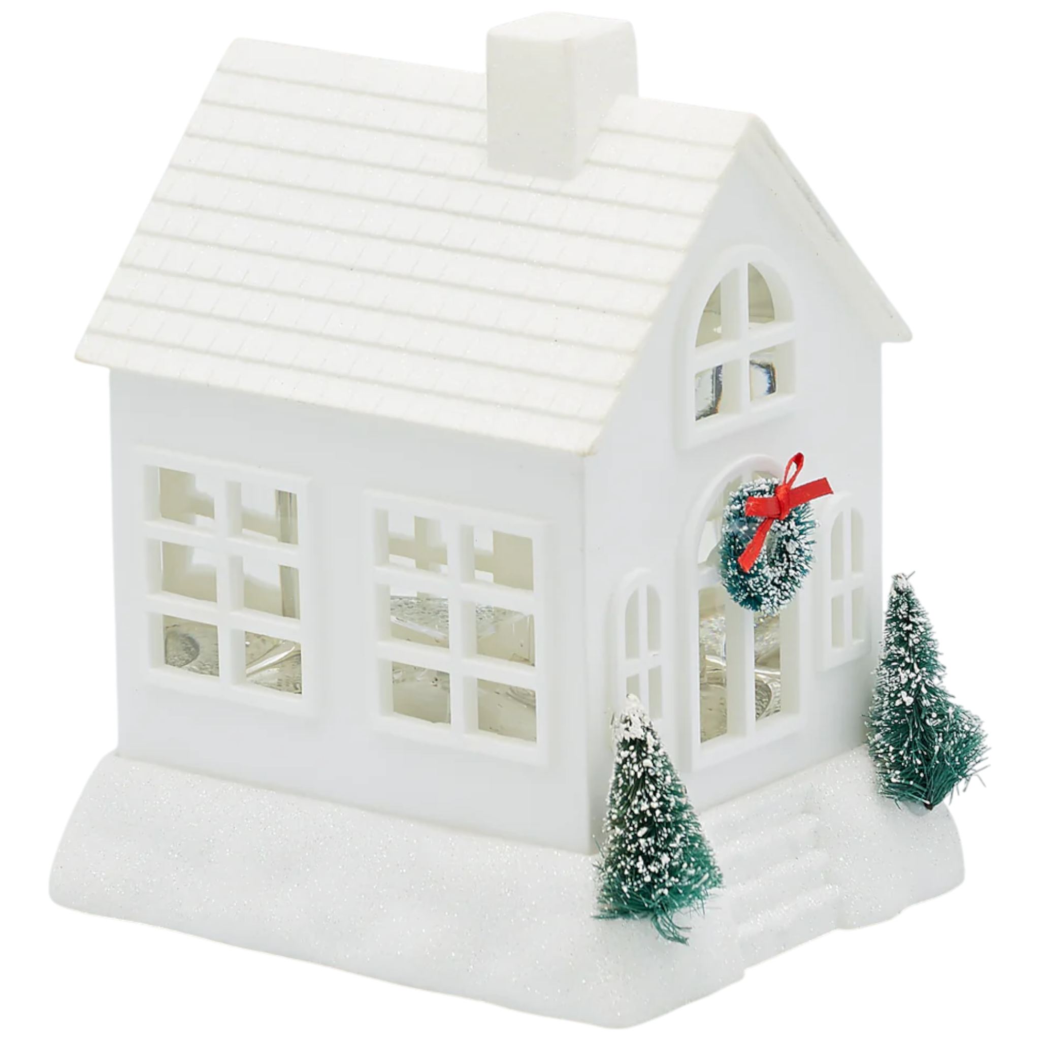 Lighted Swirl House with Trees & Wreath