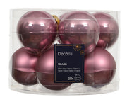 Glass 2.4" Ornaments - 10 piece Set - Vintage Pink