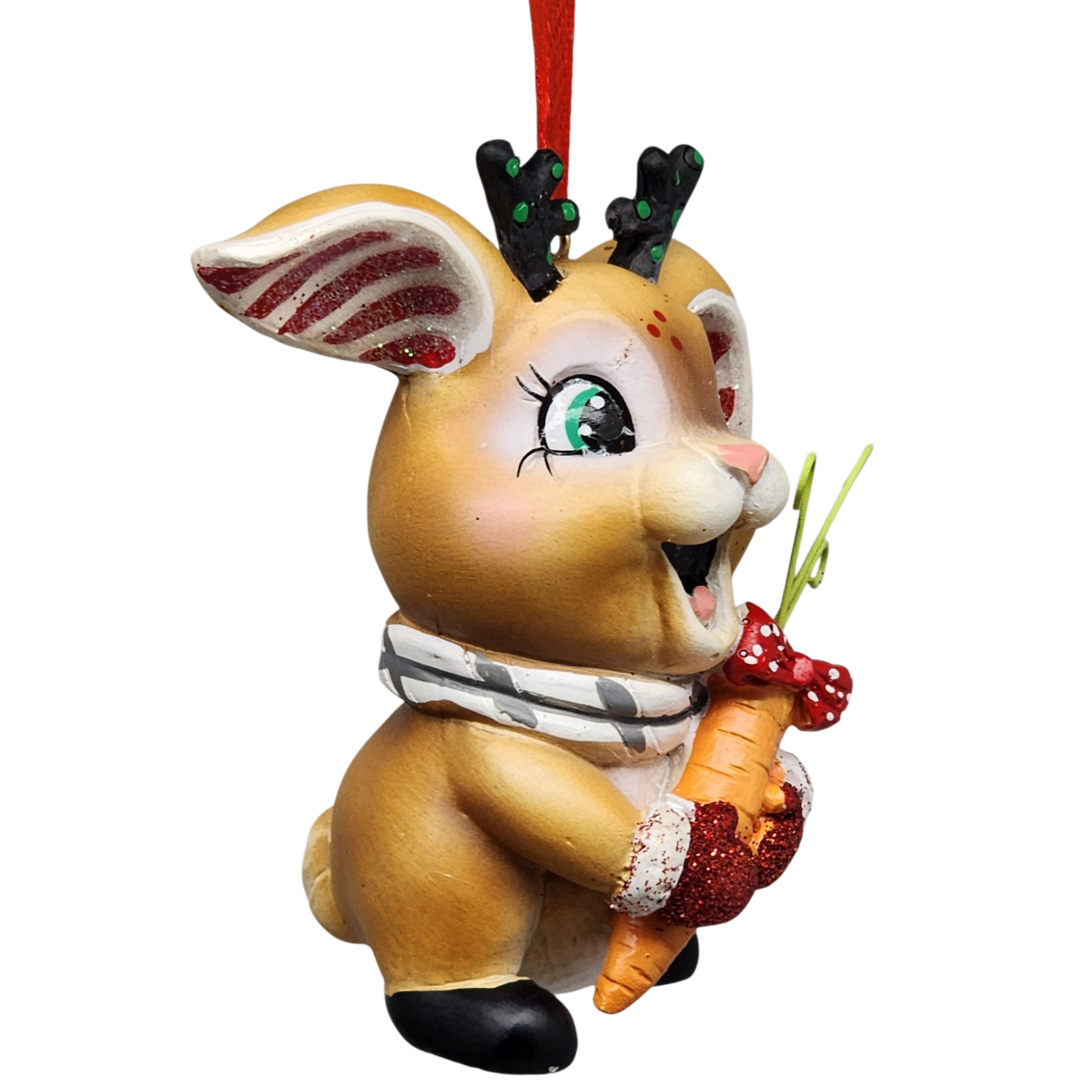 Jolly Bunny Ornament - Approximately 4 Inches