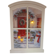 Lighted Winter Window Wall Hanging - Festive Front Door