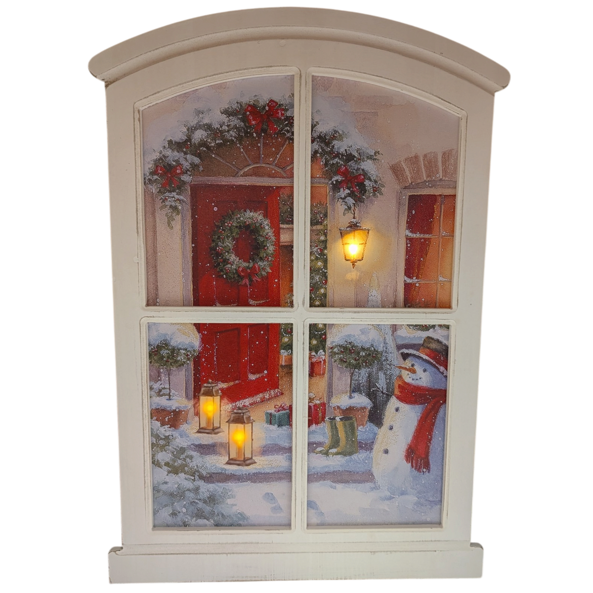 Lighted Winter Window Wall Hanging - Festive Front Door