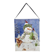 Fiber Optic Lighted Canvas Art - Woodland Snowman