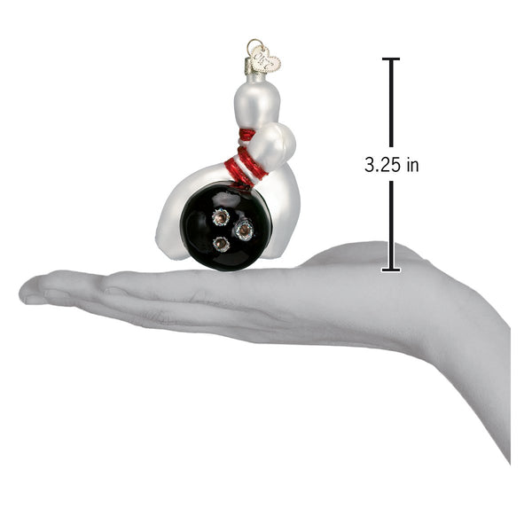 Bowling Ball And Pins Glass Ornament