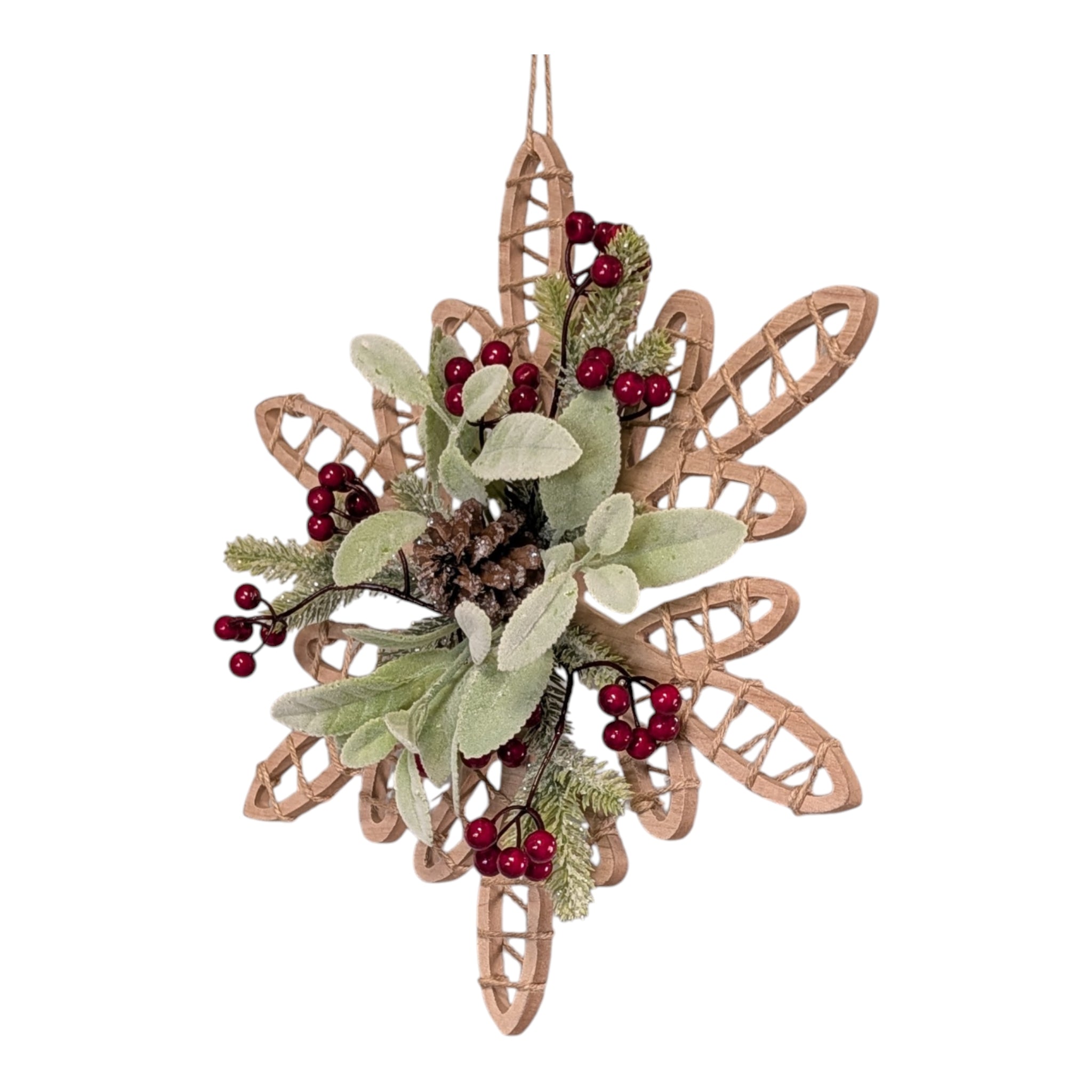 Botanical Snowflake 16 Inch Wall Ornament - Natural