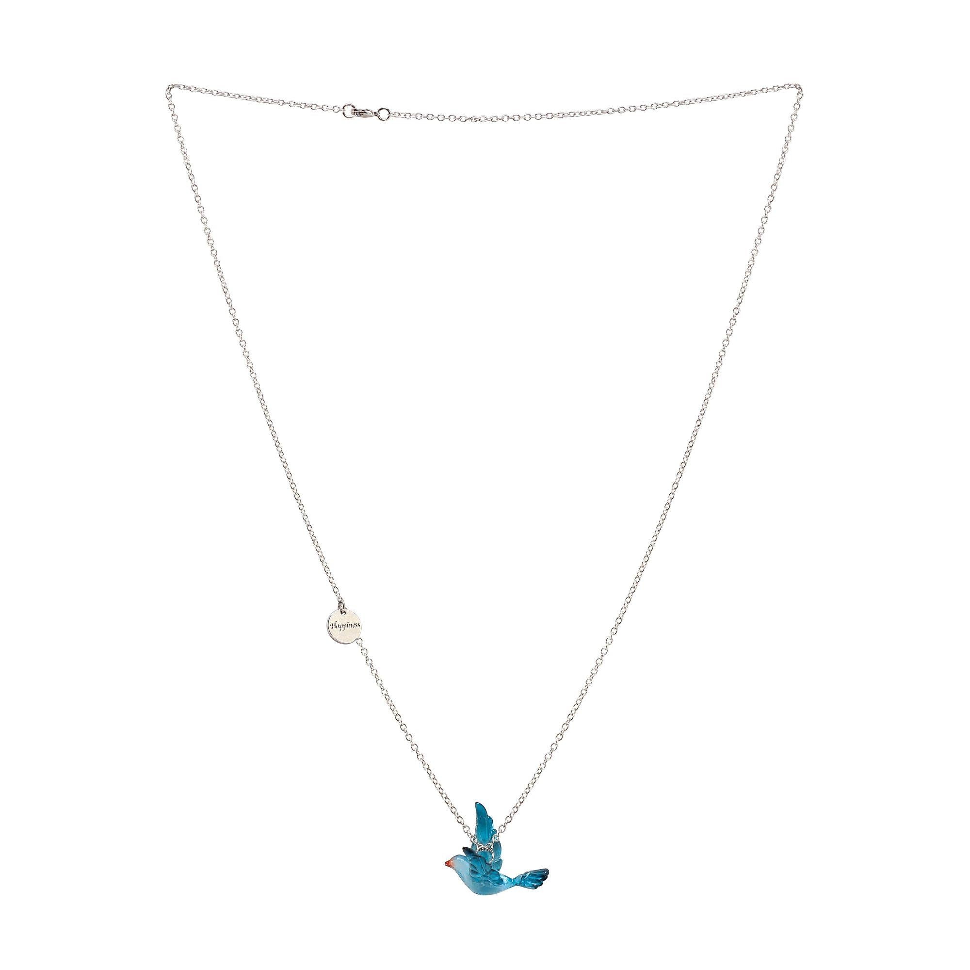 Happiness Bluebird Necklace - Silver-tone Chain